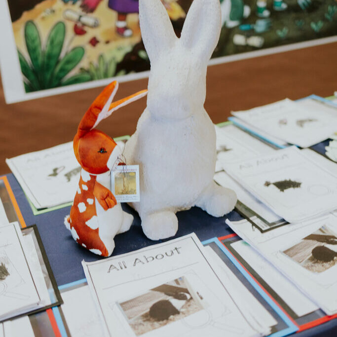 Student work with Velveteen Rabbit book.